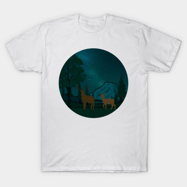 Mt Rainier Deer T-Shirt by FernheartDesign